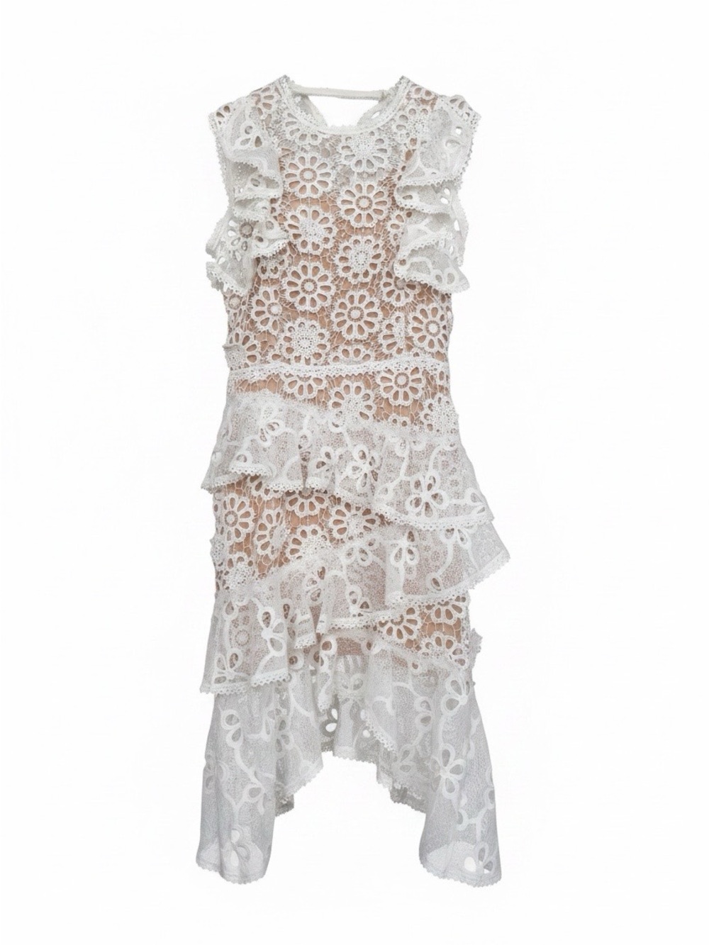 Alexis White Floral Lace Ruffle Wedding Dress New with Tags size L